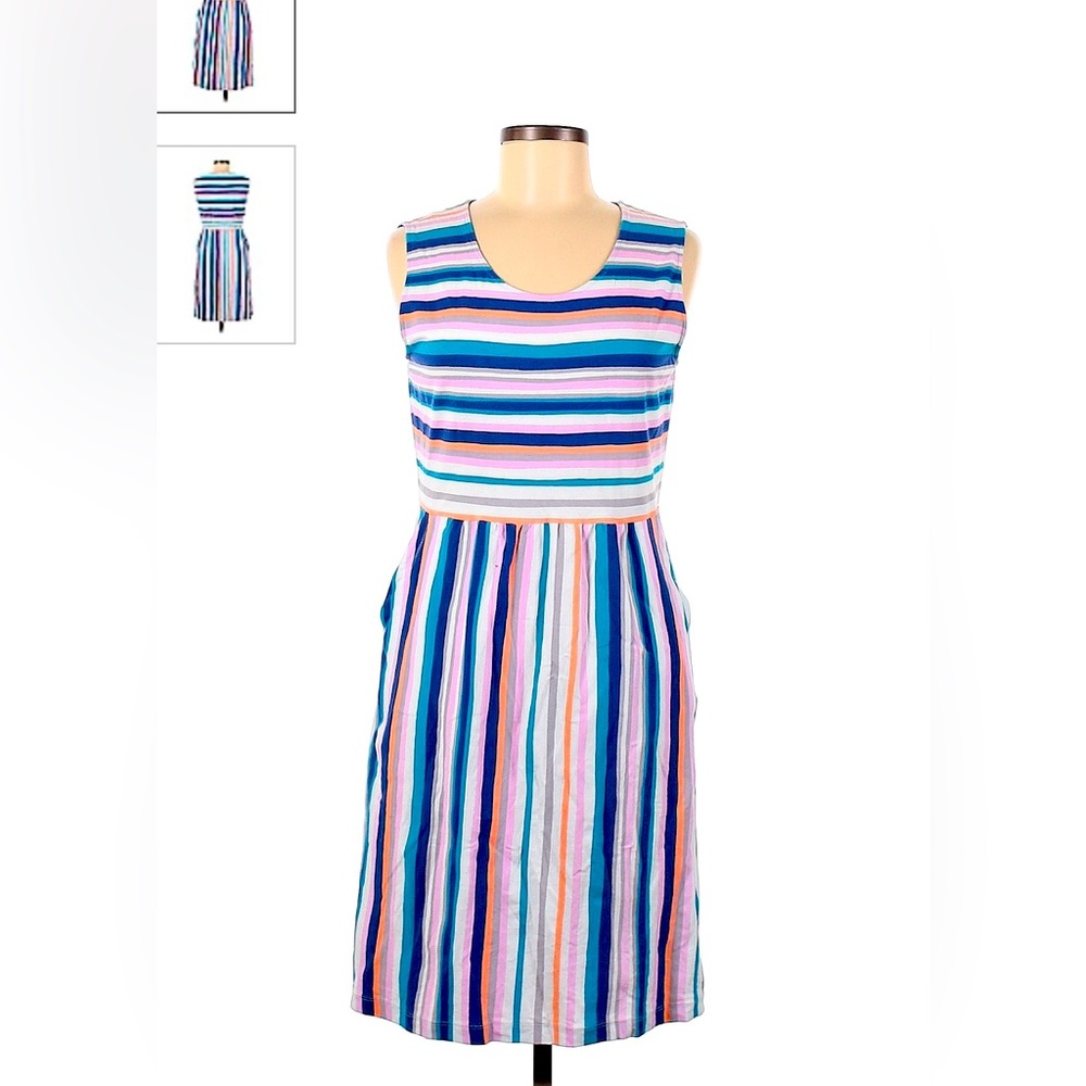 Land’s End women’s scoop neck striped dress with pockets size XL